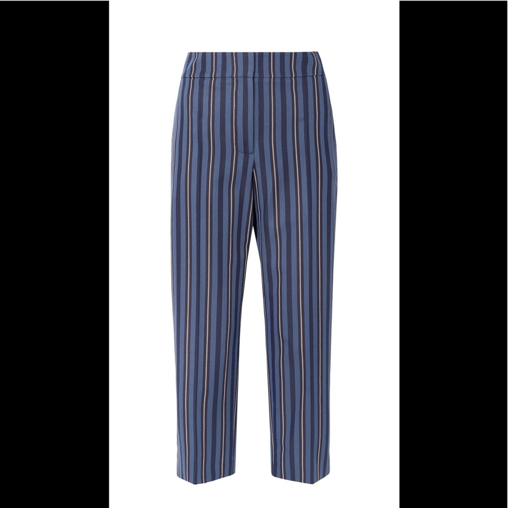 BURBERRY Cropped Wide Leg Jacquard Striped Pant